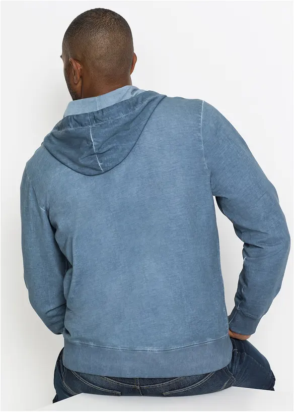 Sweat zipp&eacute; &agrave; capuche, aspect d&eacute;lav&eacute;, bonprix