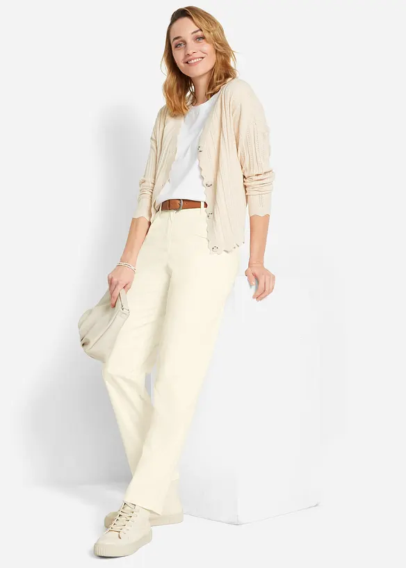 Gilet court en maille ajour&eacute;e, bonprix