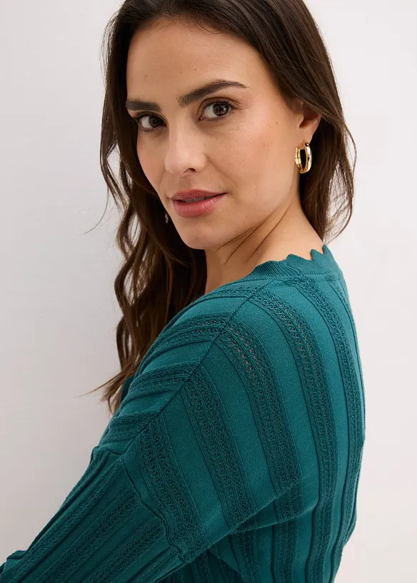 Gilet court en maille ajour&eacute;e, bonprix