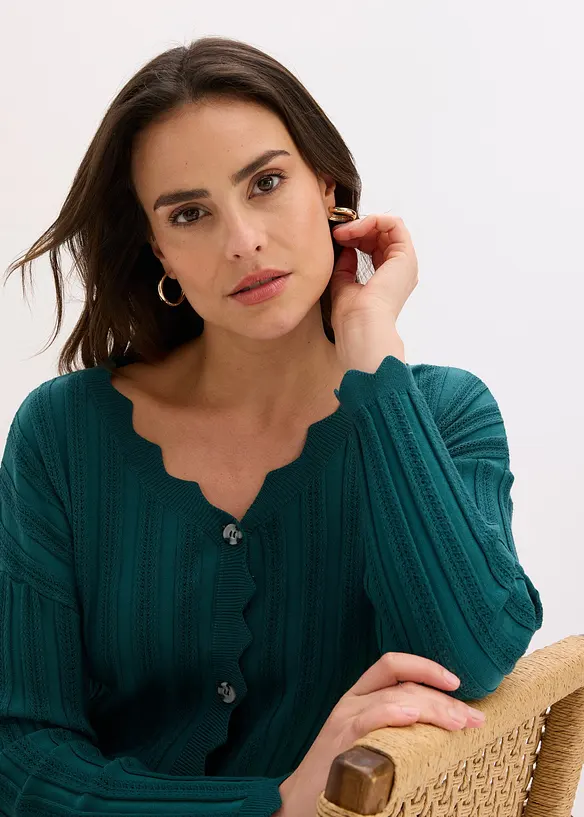 Gilet court en maille ajour&eacute;e, bonprix