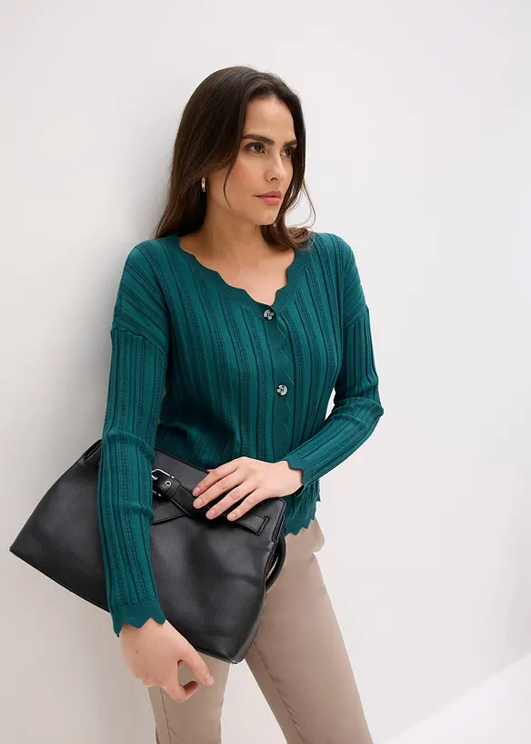 Gilet court en maille ajour&eacute;e, bonprix