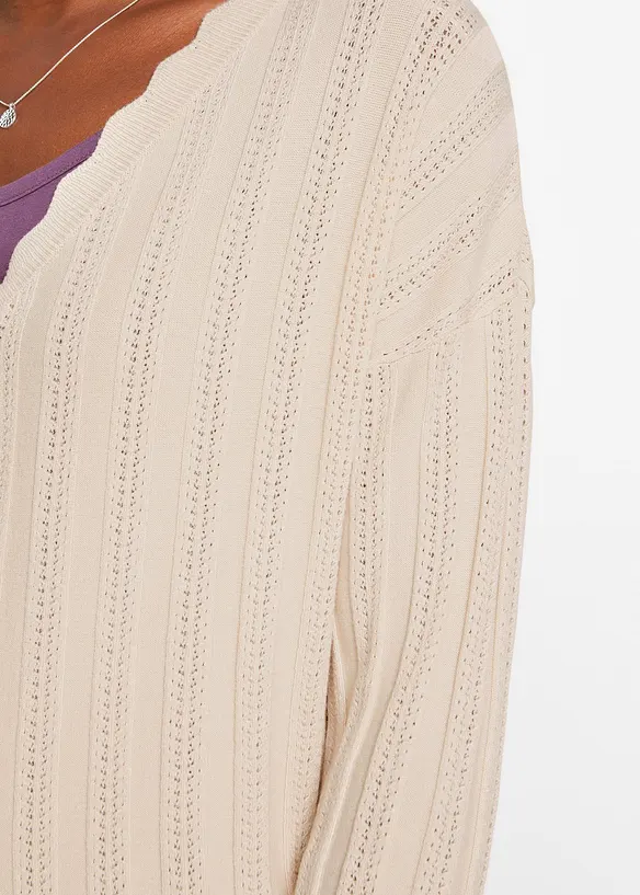 Gilet court en maille ajour&eacute;e, bonprix