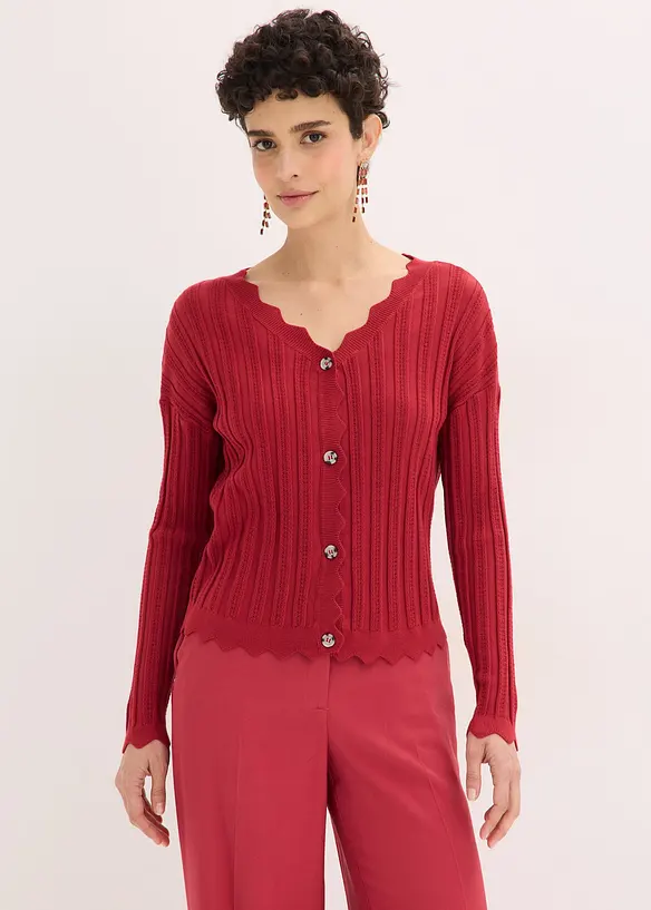 Gilet court en maille ajour&eacute;e, bonprix