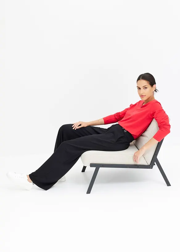 T-shirt manches longues d&eacute;tails &oelig;illets, bonprix