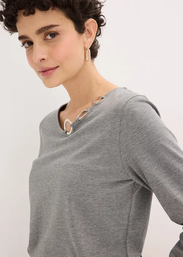 T-shirt manches longues d&eacute;tails &oelig;illets, bonprix