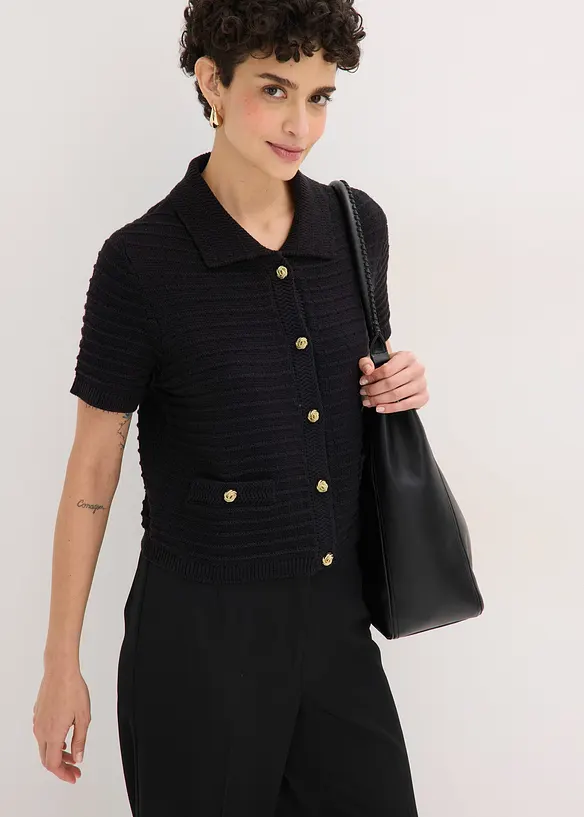 Gilet en maille &agrave; boutons d&eacute;coratifs, bonprix