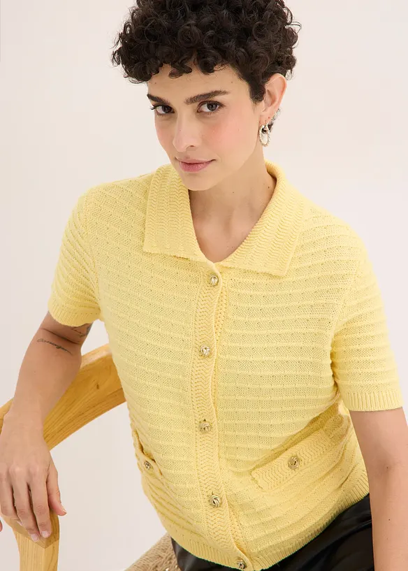 Gilet en maille &agrave; boutons d&eacute;coratifs, bonprix