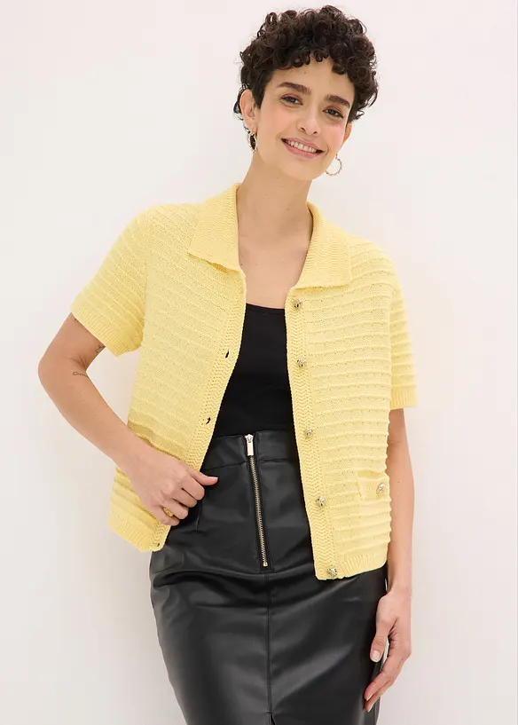 Gilet en maille &agrave; boutons d&eacute;coratifs, bonprix