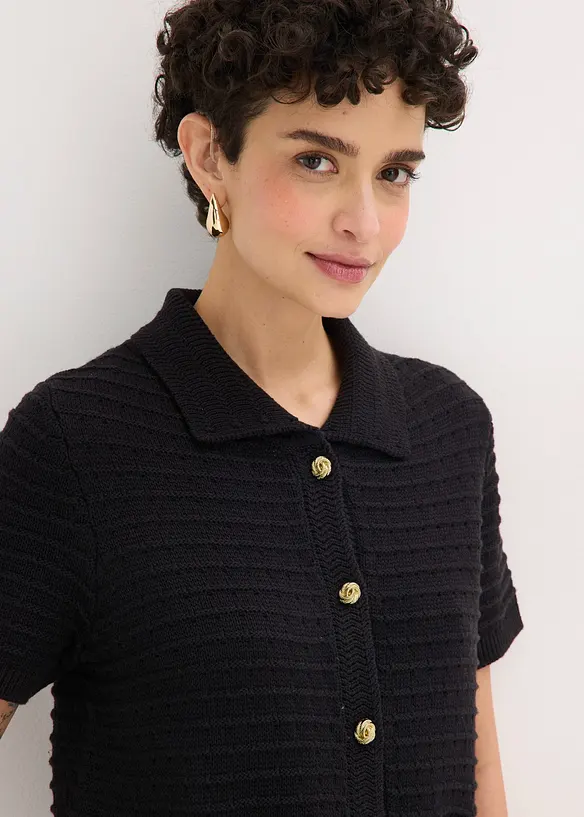 Gilet en maille &agrave; boutons d&eacute;coratifs, bonprix