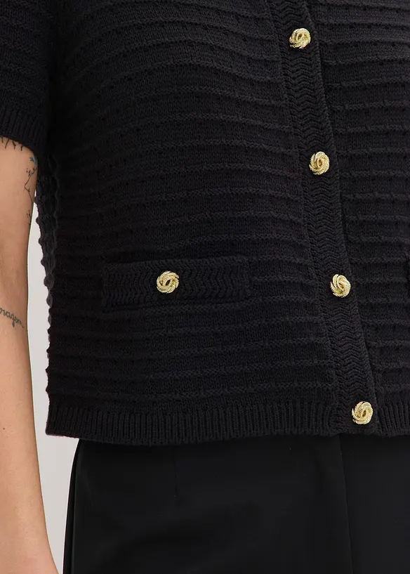 Gilet en maille &agrave; boutons d&eacute;coratifs, bonprix