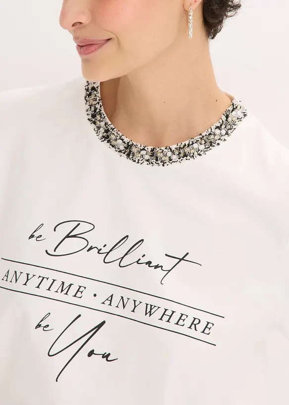 T-shirt en coton avec liser&eacute; perl&eacute;, bonprix