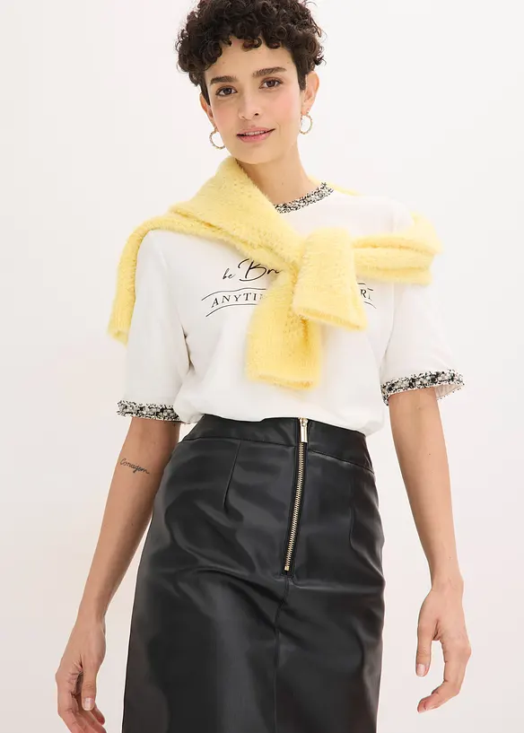 T-shirt en coton avec liser&eacute; perl&eacute;, bonprix