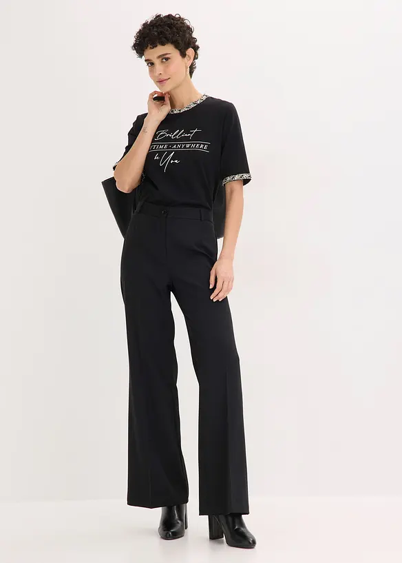 T-shirt en coton avec liser&eacute; perl&eacute;, bonprix