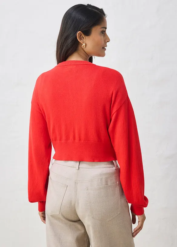 Gilet court en maille coton et soie, bonprix