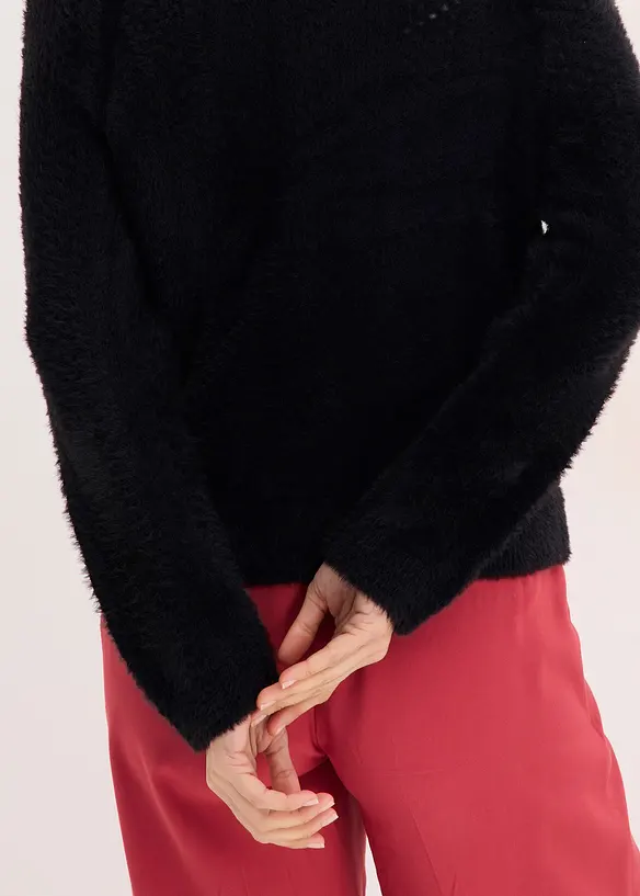 Pull ajour&eacute; en maille poilue, bonprix