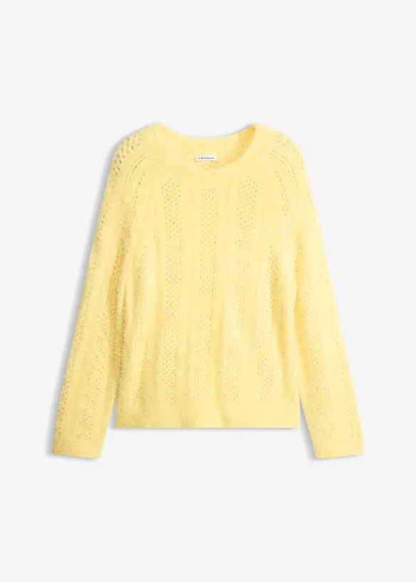 Pull ajour&eacute; en maille poilue, bonprix