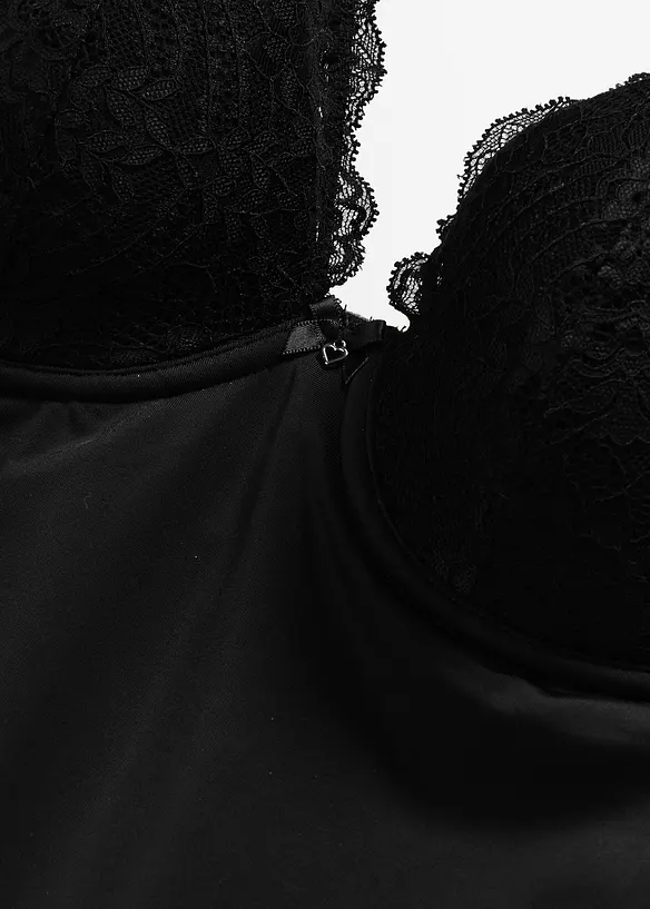 Top soutien-gorge sculptant &agrave; coques et dentelle, maintien mod&eacute;r&eacute;, bonprix