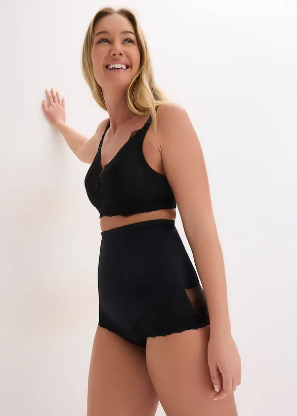 Culotte sculptante taille haute avec dentelle, maintien mod&eacute;r&eacute;, bonprix