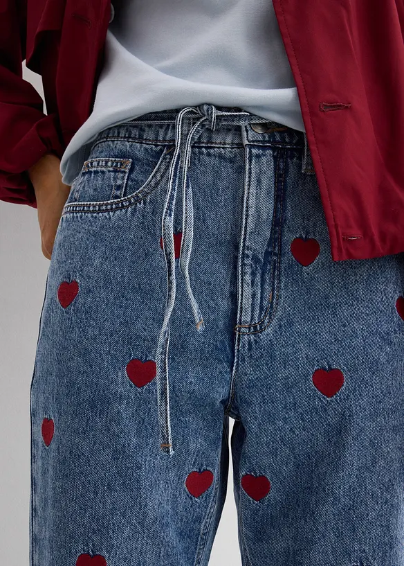 Jean droit et loose, taille haute, bonprix