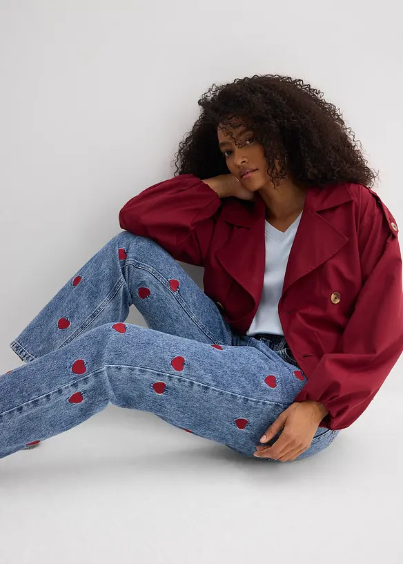 Jean droit et loose, taille haute, bonprix