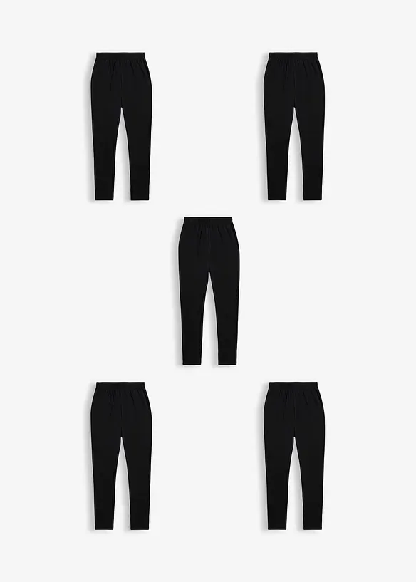 Lot de 5 leggings en coton extensible, bonprix