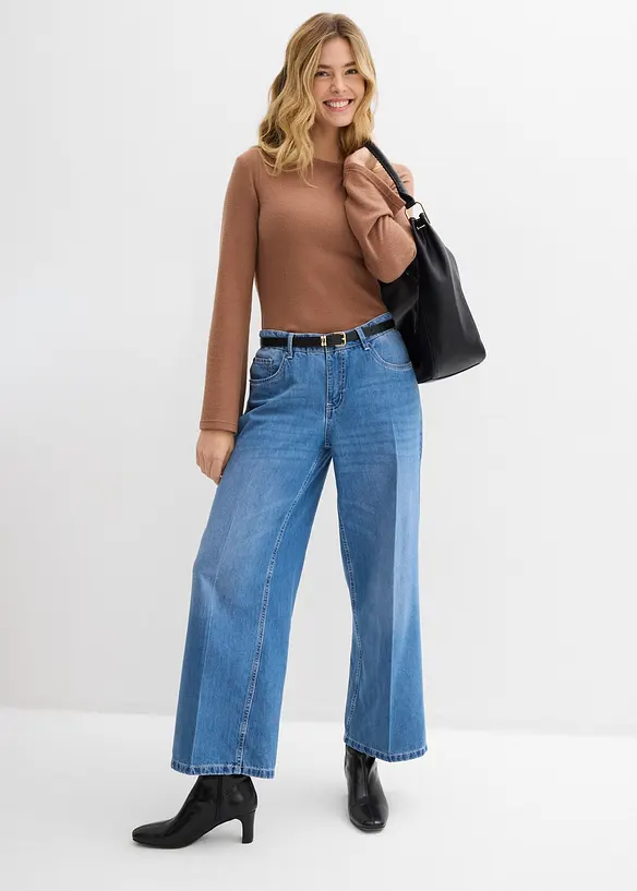 T-shirt manches longues doux en viscose m&eacute;lang&eacute;e, bonprix