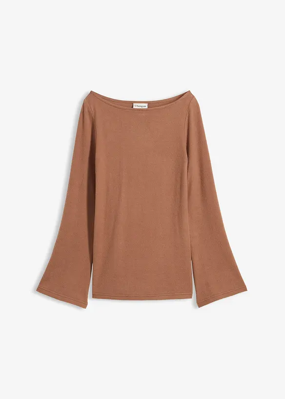 T-shirt manches longues doux en viscose m&eacute;lang&eacute;e, bonprix