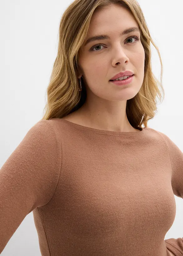 T-shirt manches longues doux en viscose m&eacute;lang&eacute;e, bonprix