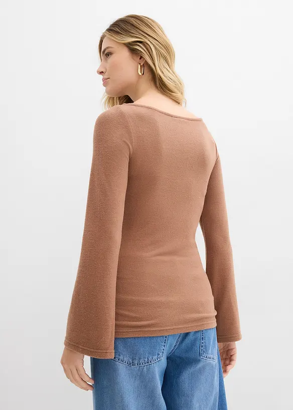 T-shirt manches longues doux en viscose m&eacute;lang&eacute;e, bonprix