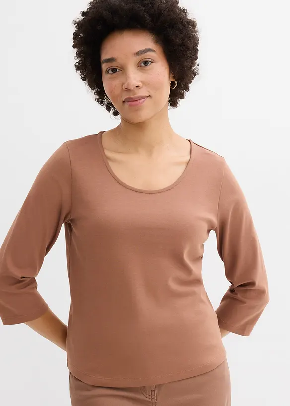 T-shirt manches 3/4 en jersey &eacute;pais 100% coton, bonprix