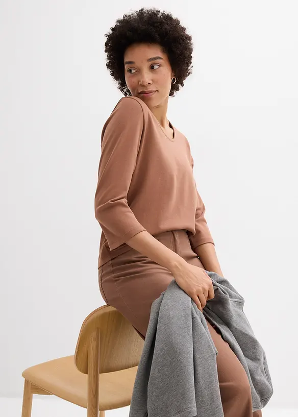 T-shirt manches 3/4 en jersey &eacute;pais 100% coton, bonprix