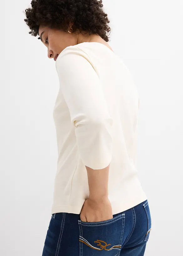 T-shirt manches 3/4 en jersey &eacute;pais 100% coton, bonprix