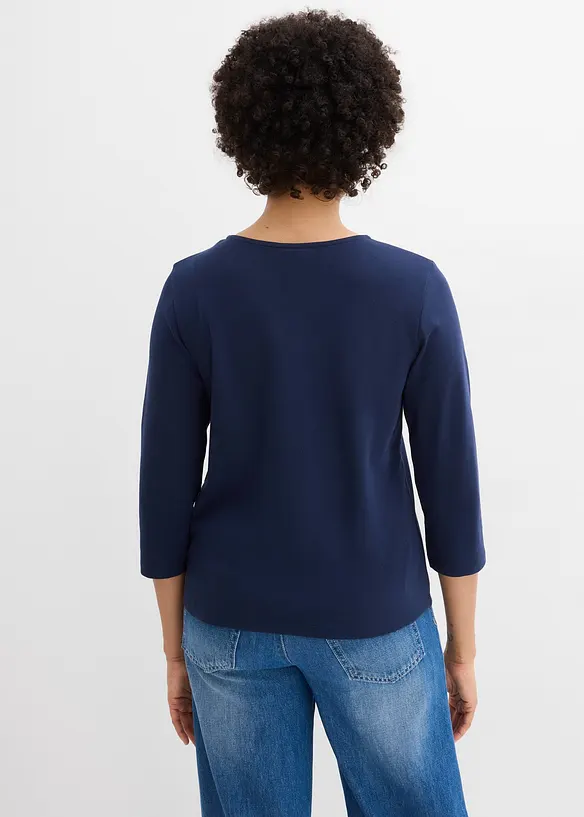 T-shirt manches 3/4 en jersey coton &eacute;pais, bonprix