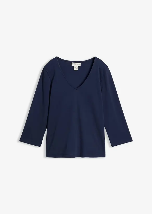 T-shirt manches 3/4 en jersey coton &eacute;pais, bonprix