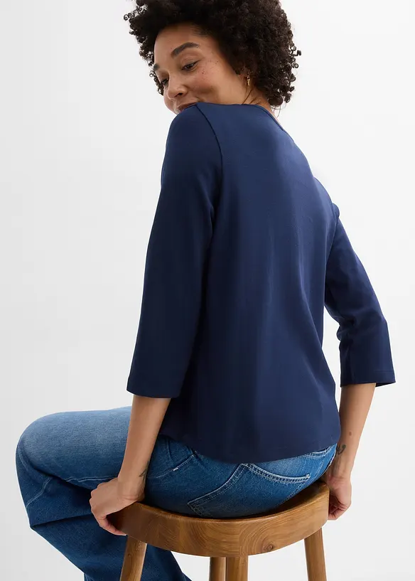 T-shirt manches 3/4 en jersey coton &eacute;pais, bonprix