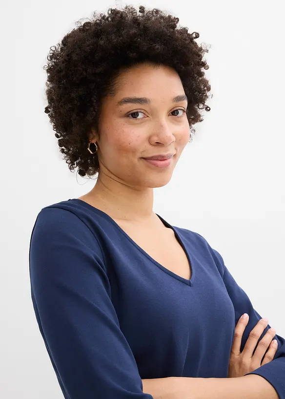 T-shirt manches 3/4 en jersey coton &eacute;pais, bonprix