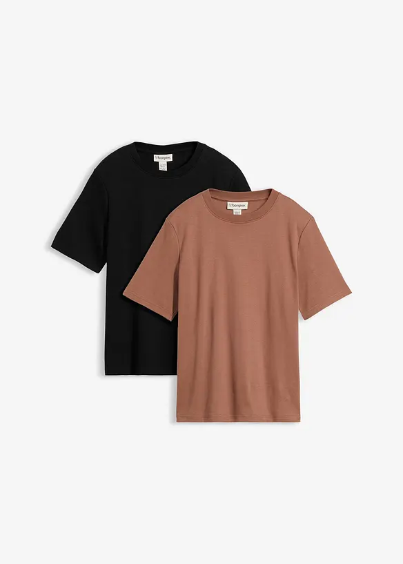 Lot de 2 T-shirts &eacute;pais en jersey 100% coton, bonprix