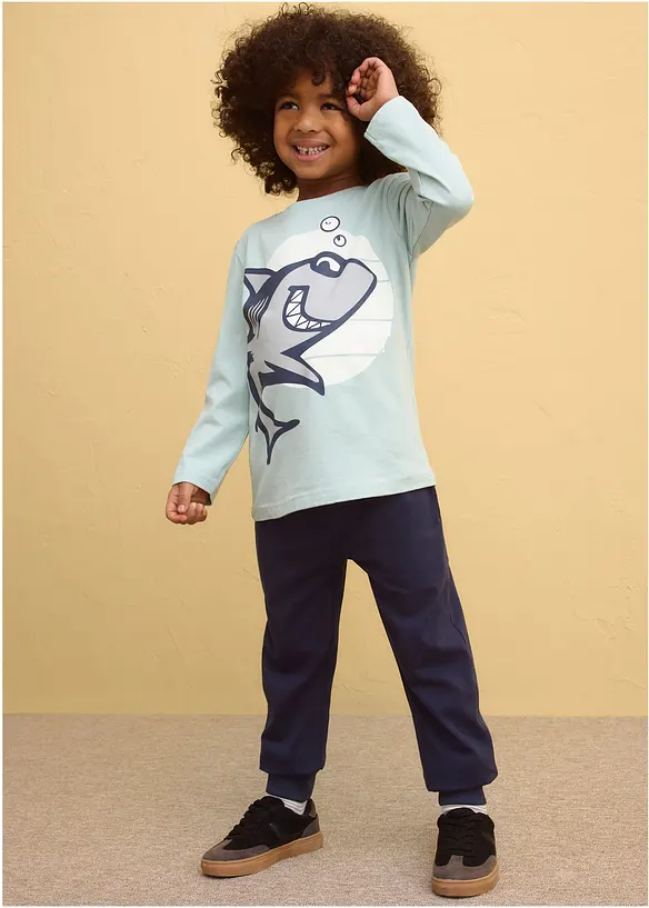 Lot de 2 T-shirts manches longues 100% coton, bonprix