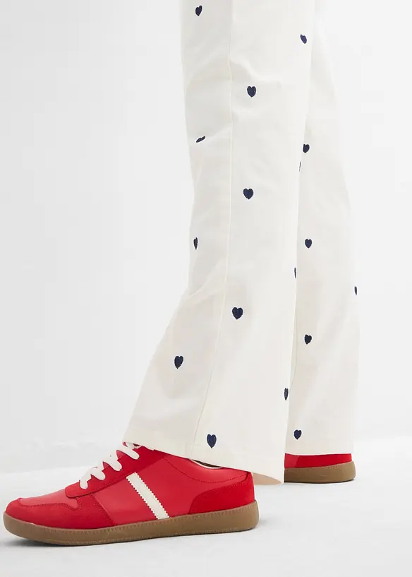 Pantalon en twill avec broderies, bonprix