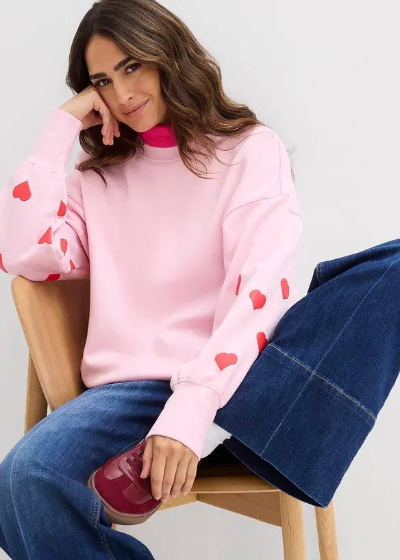 Sweat-shirt en coton m&eacute;lang&eacute;, bonprix