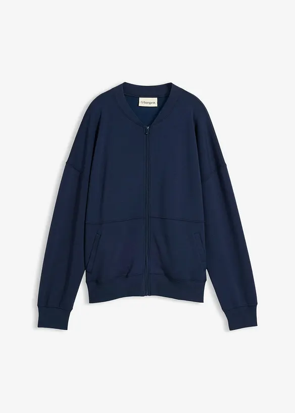 Sweat zipp&eacute; oversize en mati&egrave;re n&eacute;opr&egrave;ne, bonprix