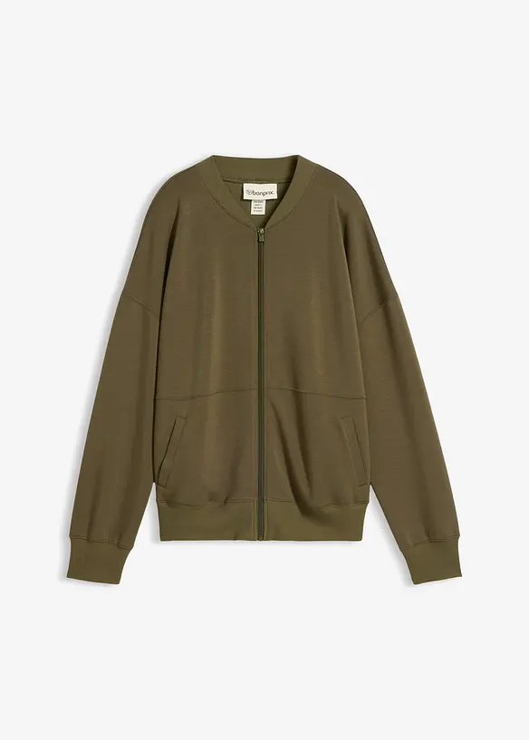 Sweat zipp&eacute; oversize en mati&egrave;re n&eacute;opr&egrave;ne, bonprix