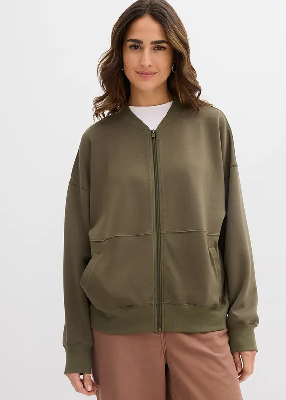 Sweat zipp&eacute; oversize en mati&egrave;re n&eacute;opr&egrave;ne, bonprix