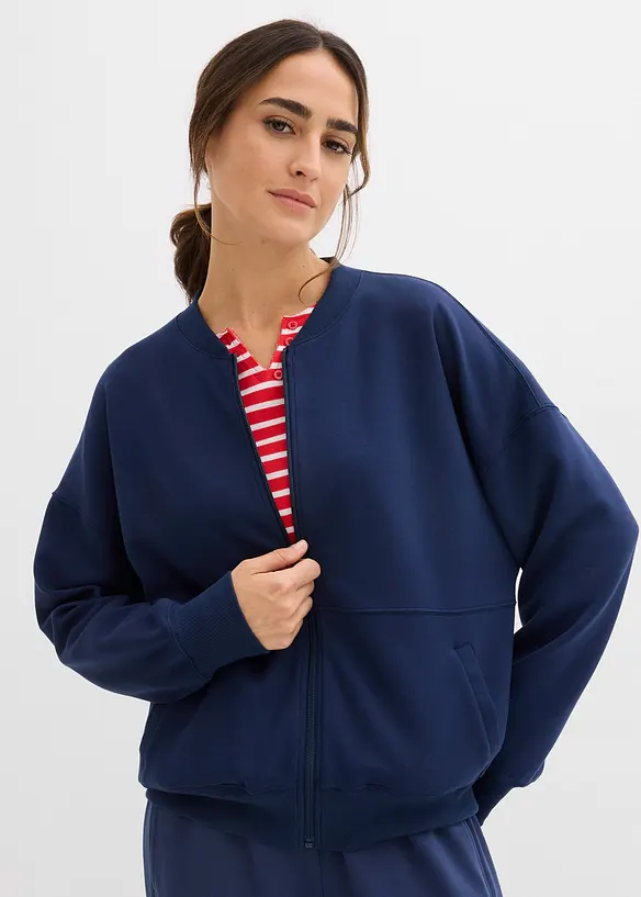 Sweat zipp&eacute; oversize en mati&egrave;re n&eacute;opr&egrave;ne, bonprix