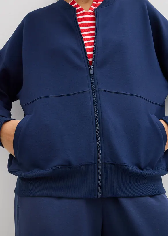 Sweat zipp&eacute; oversize en mati&egrave;re n&eacute;opr&egrave;ne, bonprix