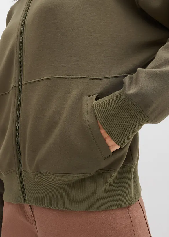 Sweat zipp&eacute; oversize en mati&egrave;re n&eacute;opr&egrave;ne, bonprix