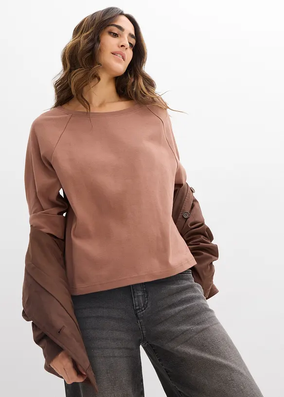 T-shirt &agrave; manches raglan en coton &eacute;pais, bonprix