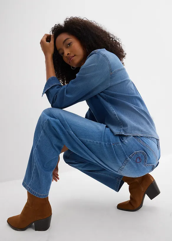 Jean barrel taille haute, bonprix