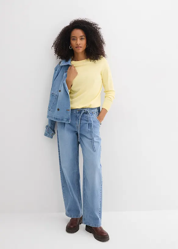 Jean barrel taille mi-haute, bonprix