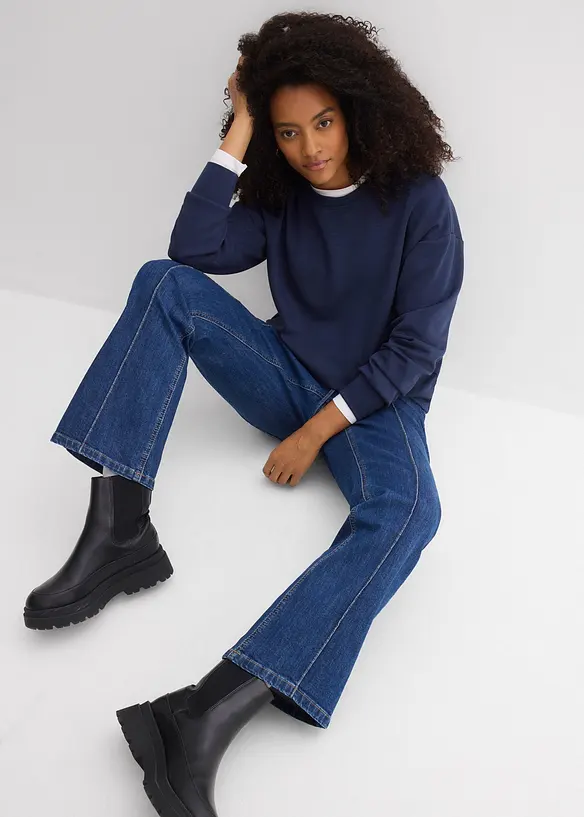 Jean bootcut taille mi-haute et &eacute;lastiqu&eacute;e, bonprix